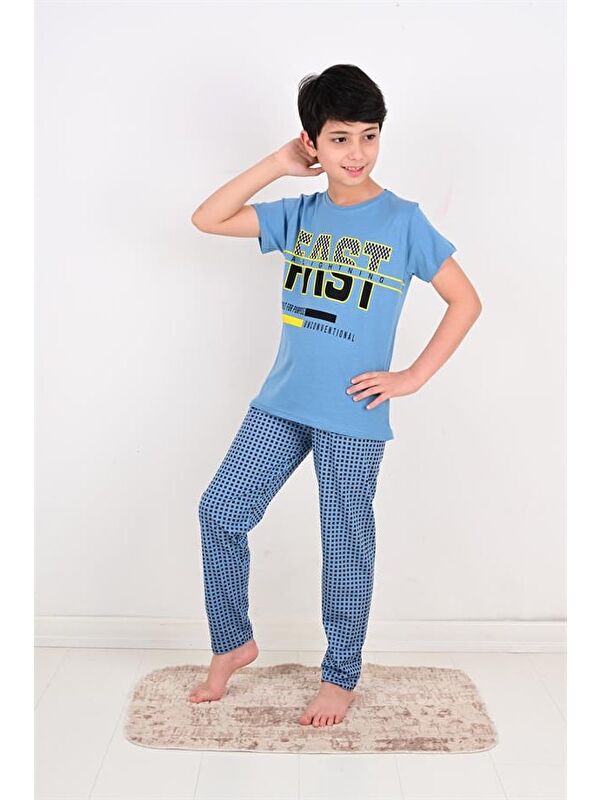 Vitmo Erkek Çocuk Kısa Kollu Pijama Takımı Fast Model Mavi