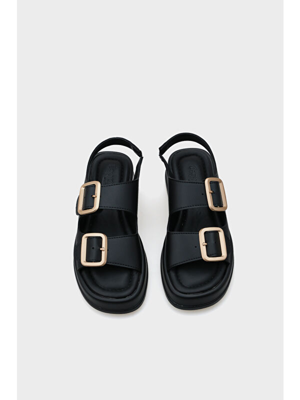 Denice Dolgu Topuklu Çift Bantlı Tokalı Kadın Sandalet - Görsel 8