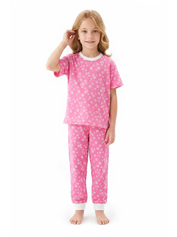 Modanino Kız Çocuk %100 Pamuk ve Baskılı Pijama Takımı 3-8 Yaş 12720IS