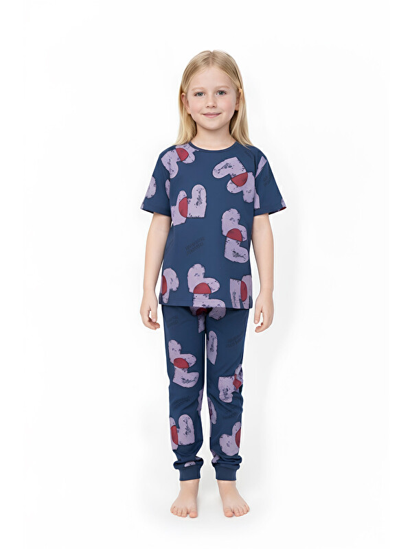 Modanino Kız Çocuk %100 Pamuk ve Baskılı Pijama Takımı 3-8 Yaş 12720IS