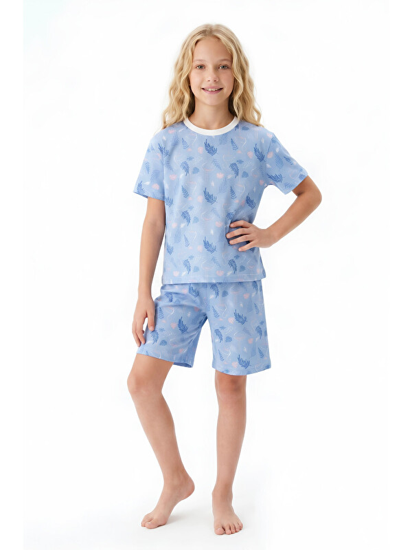 Modanino Kız Çocuk %100 Pamuk Ve Şortlu Pijama Takımı 8-13 Yaş 12721IS