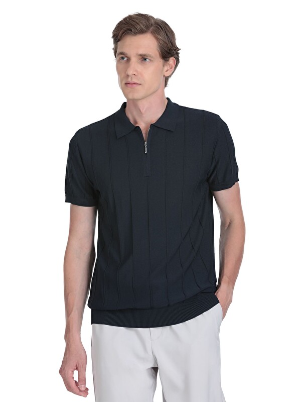 Hatemoğlu Lacivert Regular Fit Polo Yaka Rayon Tişört