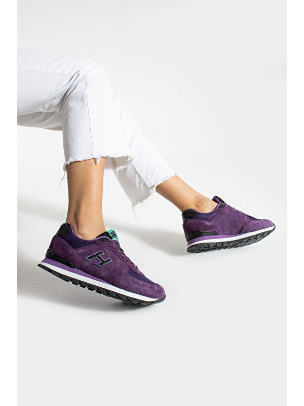 Peru Hakiki Deri Mor Kadın Spor Ayakkabı - Görsel 4