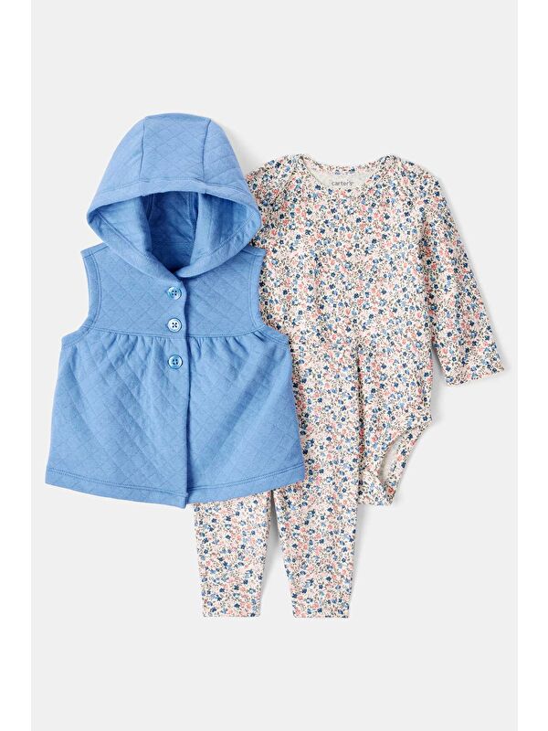 Carter's Kız Bebek Mavi Yelekli Set