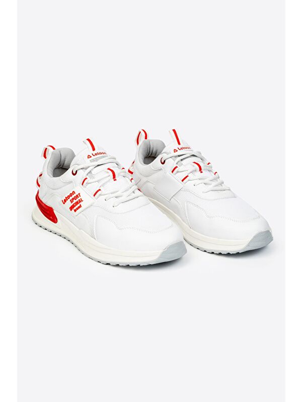 Yuvarlak Burunlu Bağcıklı Baskılı Erkek Spor Ayakkabı - Görsel 3