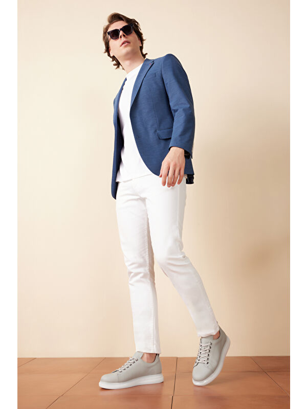 Erkek Hakiki Deri Sneaker 1511026Z865 Gri - Görsel 3