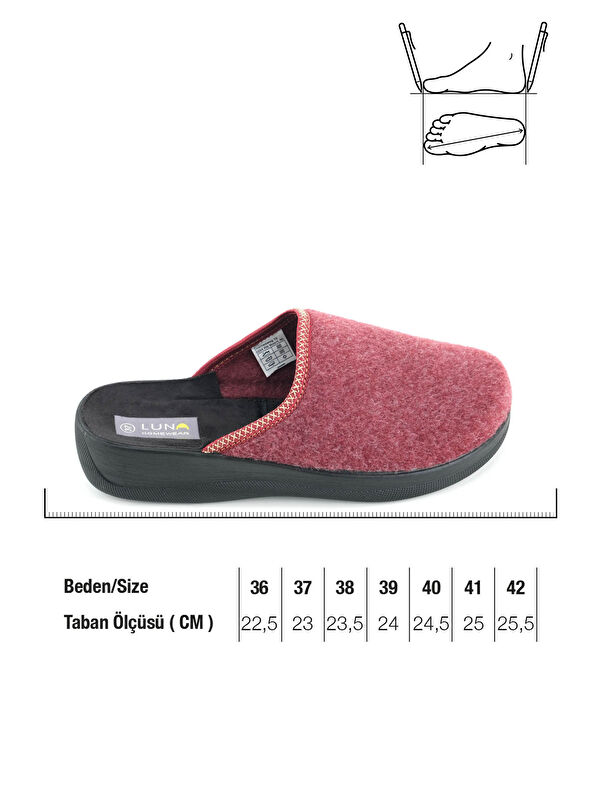Luna Kadın Kışlık Yüksek Topuk Keçe Ev Bahçe Terlik - Görsel 3