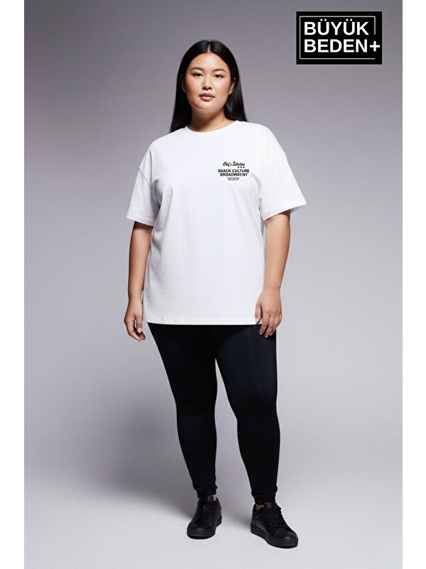 Süperlife Kadın Büyük Beden Chef's Selection Baskılı 3xl-6xl Bisiklet Yaka Tshırt SPR25BTSK510-04