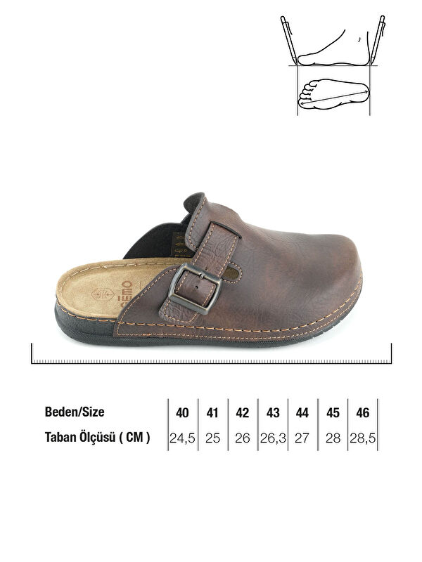Gemo Erkek İç Taban Hakiki Deri Tek Toka Ayarlanabilir Ev Bahçe Günlük Terlik - Görsel 4