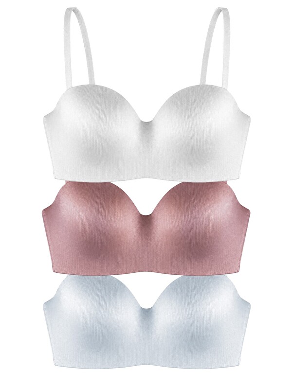 Cottonhill Seamless Bra - Maris | Micro Balenli Parlak Straplez Kadın Sütyen 3'Lü Paket