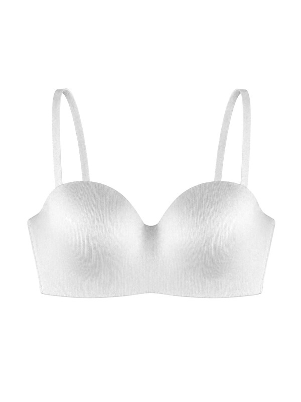Cottonhill Seamless Bra - Maris | Krem Micro Balenli Parlak Straplez Kadın Sütyen