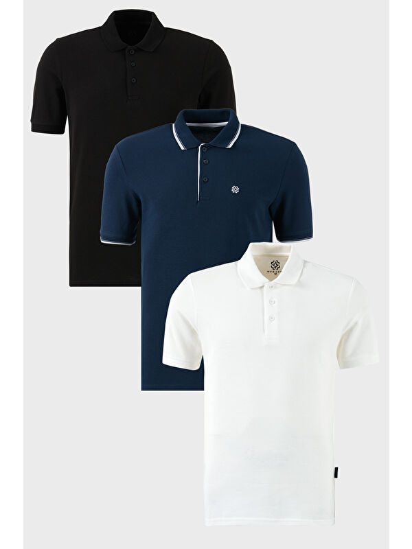 Buratti Pamuklu Regular Fit Düğmeli Polo Yaka 3'lü Paket Tişört 590211827S3