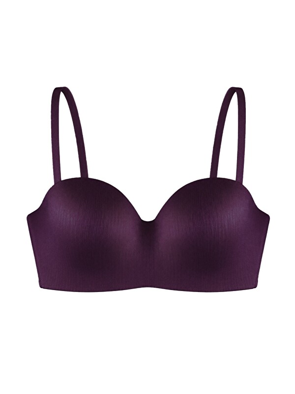 Cottonhill Seamless Bra - Maris | Mürdüm Micro Balenli Parlak Straplez Kadın Sütyen