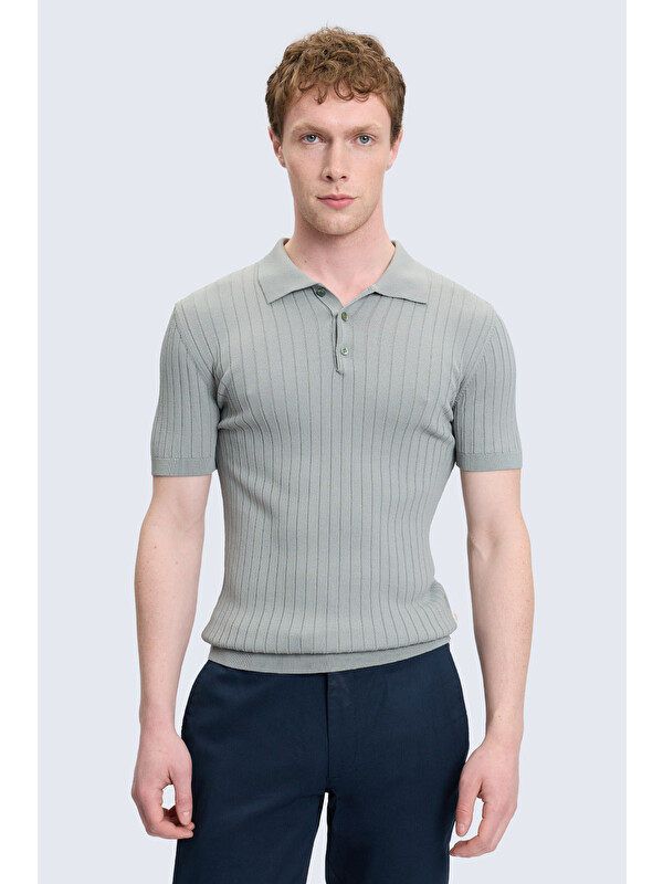 Hatemoğlu Haki Regular Fit Polo Yaka Rayon Tişört