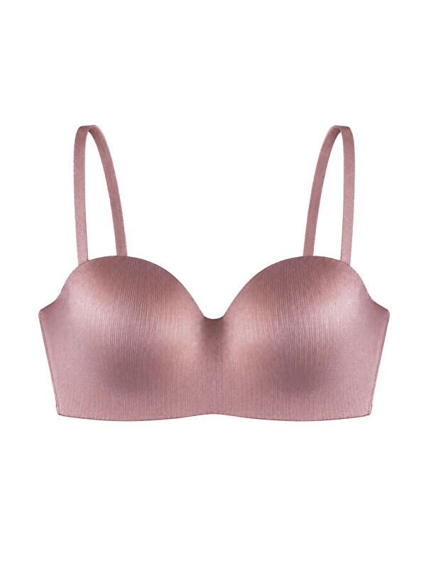 Cottonhill Seamless Bra - Maris | Pembe Micro Balenli Parlak Straplez Kadın Sütyen