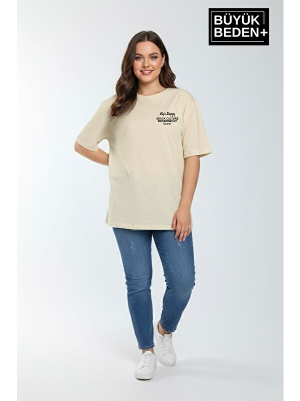 Süperlife Kadın Büyük Beden Chef's Selection Baskılı 3xl-6xl Bisiklet Yaka Tshırt SPR25BTSK510-04