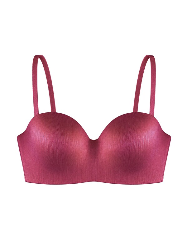 Cottonhill Seamless Bra - Maris | Vişne Micro Balenli Parlak Straplez Kadın Sütyen