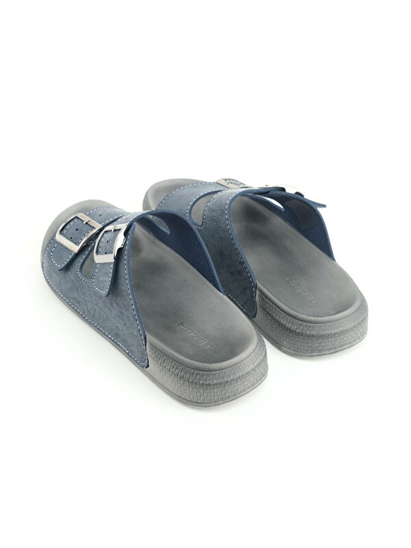 Erkek Yazlık Suni Deri İki Toka Ayarlanabilir Rahat Taban Günlük Terlik - Görsel 5