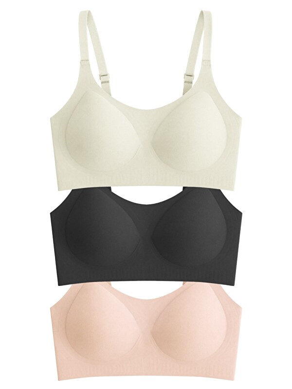 Cottonhill Seamless Bra - Solena | Lazer Kesim Dikişsiz Balensiz Toparlayıcı Kadın Sütyen 3'Lü Paket-2