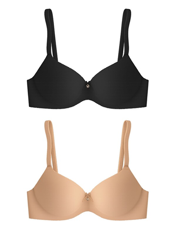 Cottonhill Seamless Bra - Selene | Lazer Kesim Balenli Yarım Dolgulu Push Up Straplez Kadın Sütyen 2'Li Paket