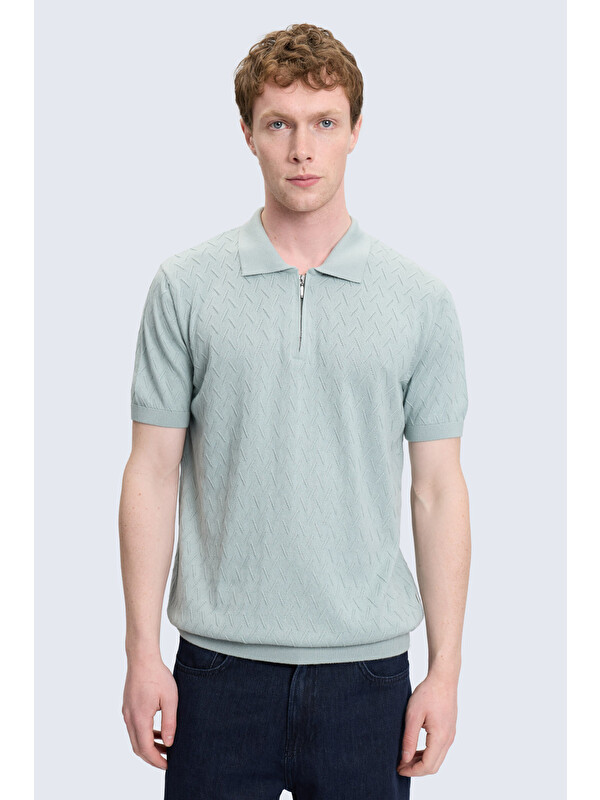 Hatemoğlu Yeşil Regular Fit Polo Yaka Pamuklu Tişört