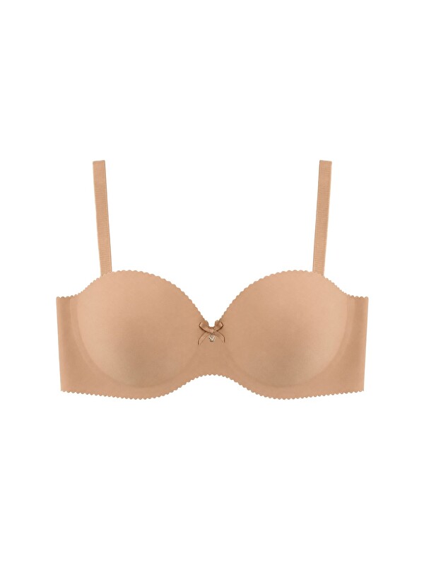 Cottonhill Seamless Bra - Serina | Ten Balenli Lazer Kesim Yarım Dolgulu Push Up Straplez Kadın Sütyen