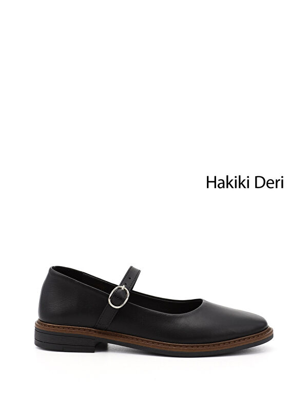 GÖNDERİ(R) Kadın ZÜMRÜT-SİYAH Kısa Kalın Topuklu Hakiki Deri Babet