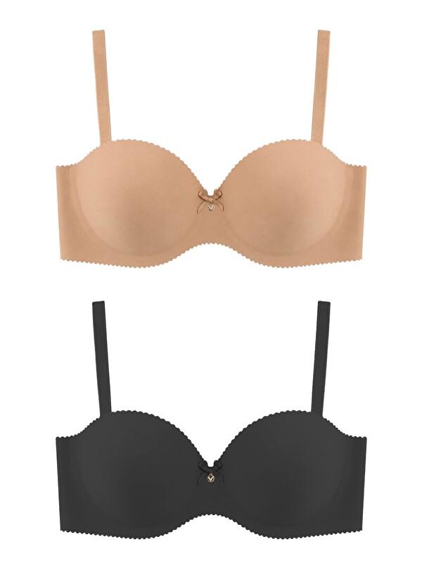 Cottonhill Seamless Bra - Serina | Balenli Lazer Kesim Yarım Dolgulu Push Up Straplez Kadın Sütyen 2'Li Paket
