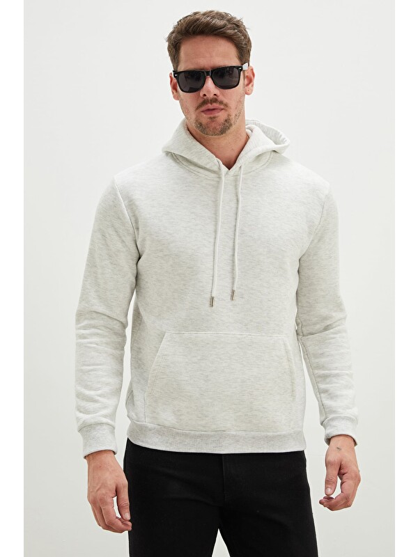 Fullamoda 3 İplik Basic Kapüşonlu Kanguru Cepli Sweatshirt