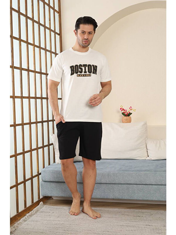 SEBOTEKS %100 Pamuklu Kısa Kollu Cepli Erkek Şortlu Pijama Takımı 2015