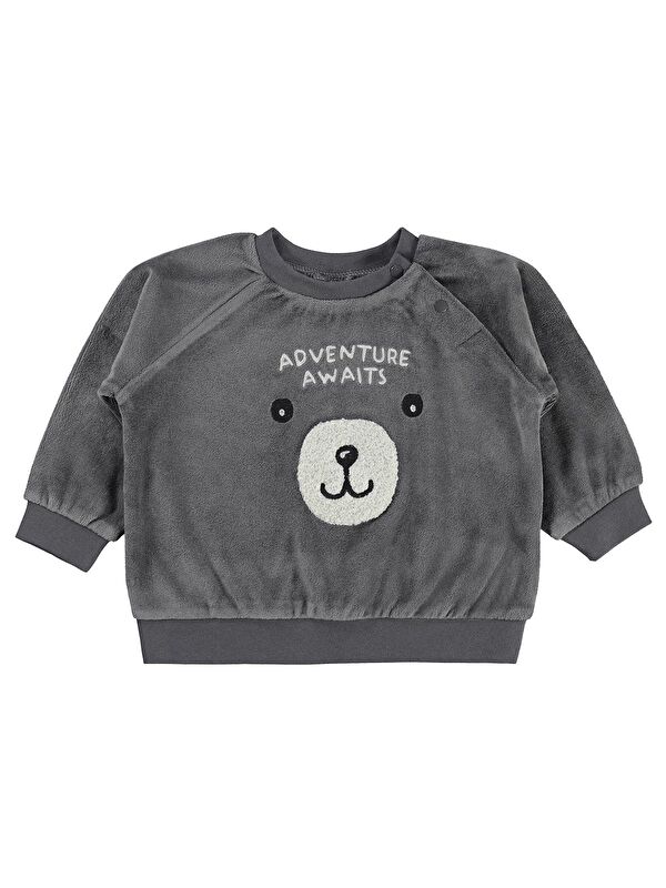 Civil Baby Ayıcık Nakışlı 6-18 Ay Sweatshirt - Gri 18-24 Ay