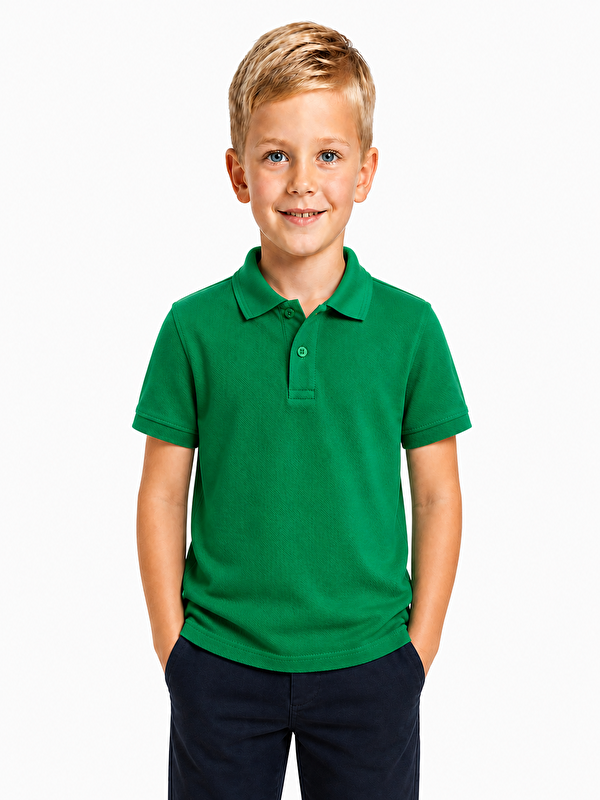 ajn Kids Polo Yaka Basic Kısa Kollu  Kız Çocuk Tişört