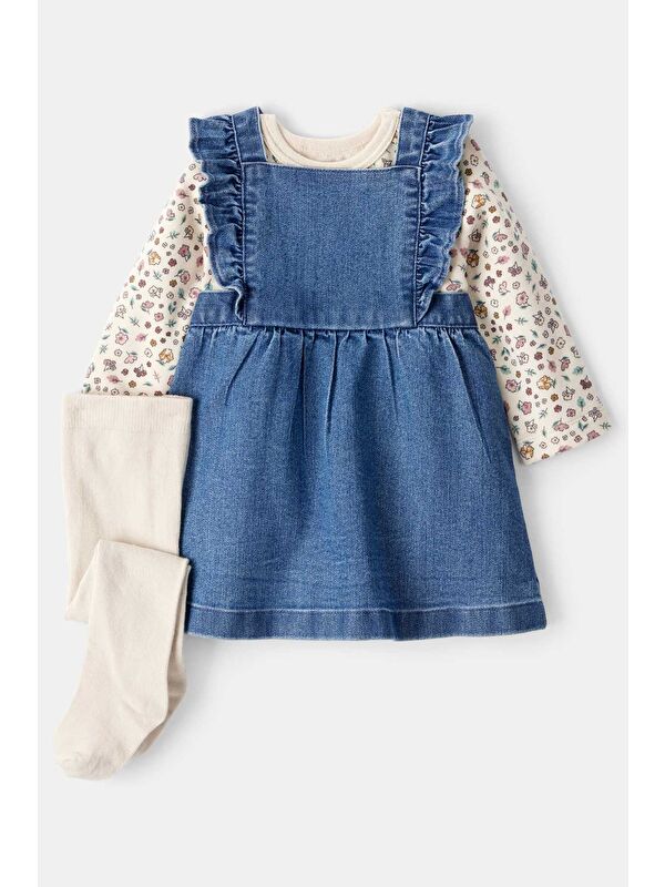 Carter's Kız Bebek Mavi Salopet Set