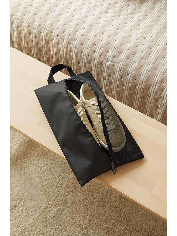 Ocean Home Textile Siyah Renk Fileli Oxford Kumaş Ayakkabı Düzenleyici Taşıma Çantası 22 x 40 x 9 cm