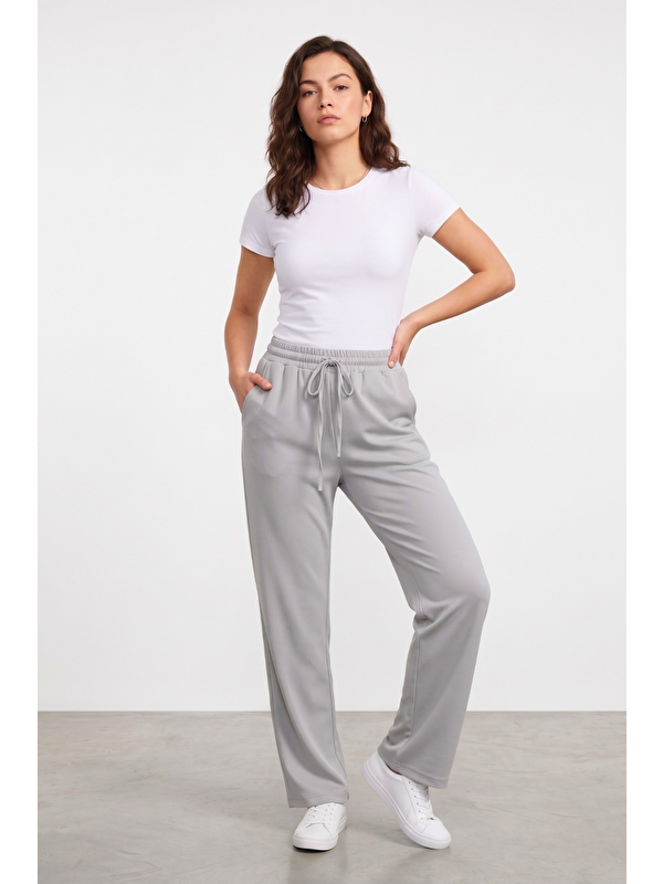 Genius Store Kadın Pantolon Beli Lastikli Cepli Rahat Kalıp Kadın Spor Pantolon