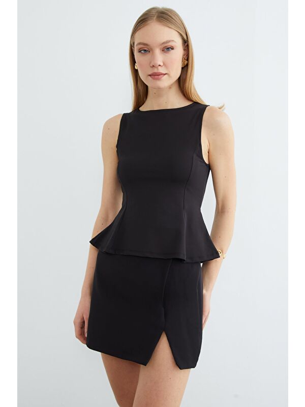 Fullamoda Bisiklet Yaka Peplum Bluz