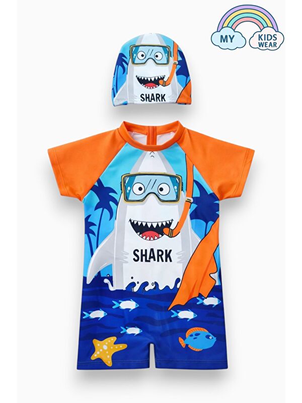 My Kids Wear Erkek Çocuk Deniz Temalı Şortlu Mayo – Boneli 2’li Set 12606
