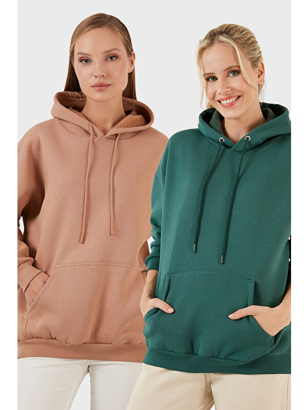 Lela Regular Fit Pamuklu Kapüşonlu Yaka Şardonlu Kışlık 2'li Paket Sweat 5863854S2