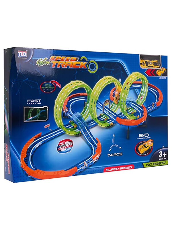 Seher Hediyelik Eşya Seher Oyuncak Şarjlı Fosforlu Racing Set 74 Parçalı - Standart