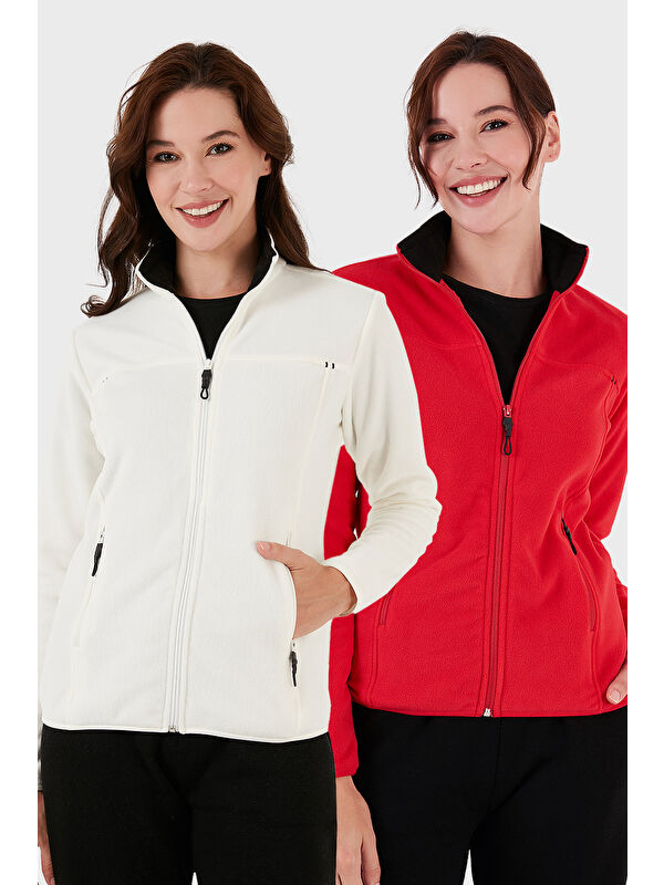 Lela Slim Fit Anti-Pilling Tüylenme Yapmayan Fermuarlı Cepli Hırka 2' li Paket Polar 5907002S2