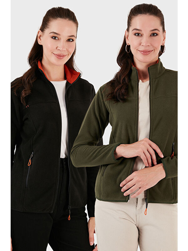 Lela Slim Fit Anti-Pilling Tüylenme Yapmayan Fermuarlı Cepli Hırka 2' li Paket Polar 5907002S2