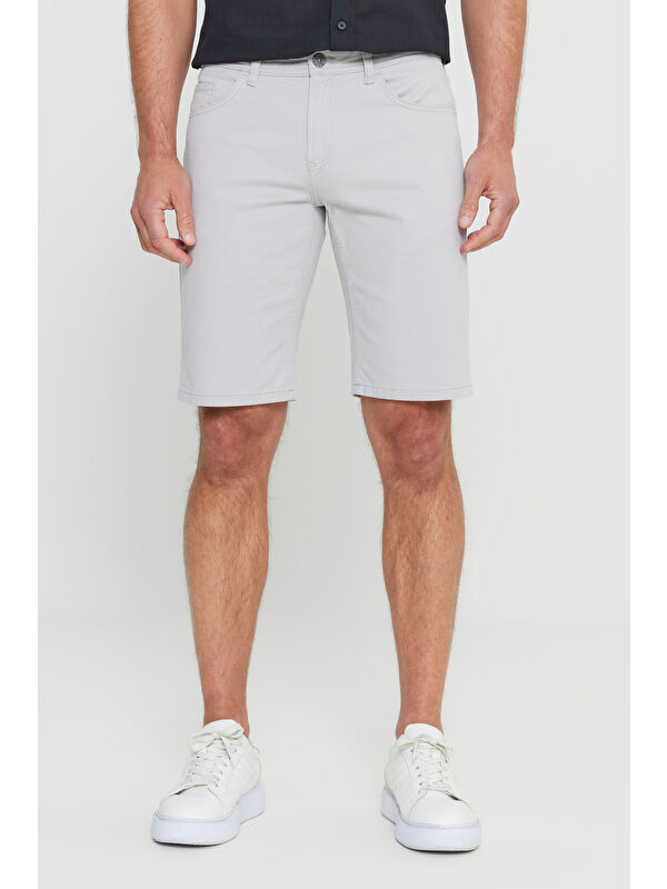 AC&Co / Altınyıldız Classics Erkek Taş Slim Fit Dar Kesim Armürlü %100 Pamuk Casual Chino Şort