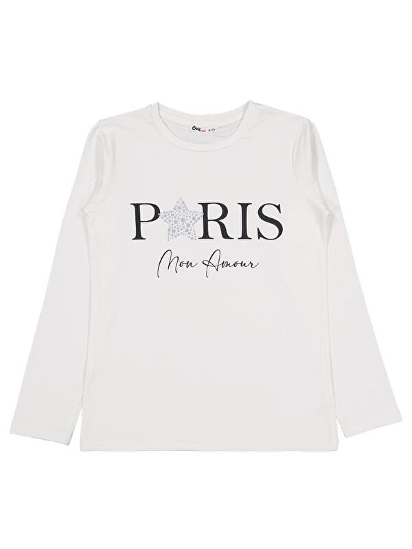 Civil Girls Paris Baskılı 10-13 Yaş Sweatshirt - Ekru 11-12 Yaş