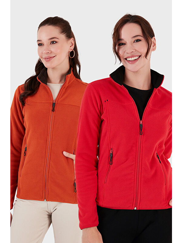 Lela Slim Fit Anti-Pilling Tüylenme Yapmayan Fermuarlı Cepli Hırka 2' li Paket Polar 5907002S2