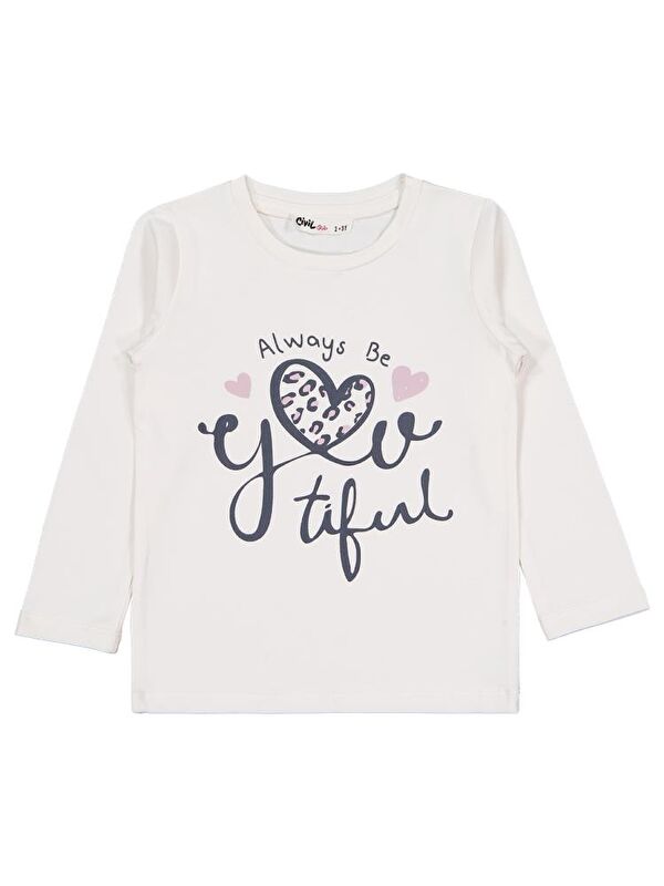 Civil Girls Leopar Baskılı 2-5 Yaş Sweatshirt - Ekru 5-6 Yaş