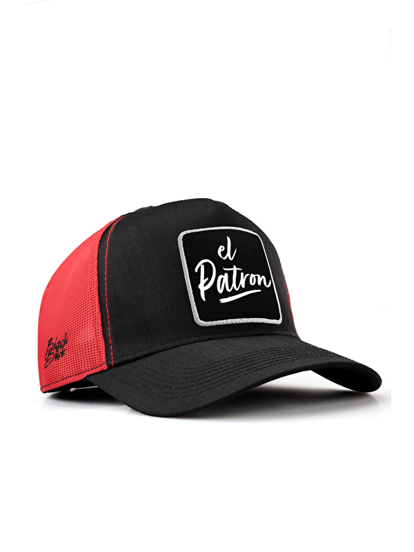 BlackBörk El Patron Logolu Cordura Siyah-Kırmızı Trucker Şapka
