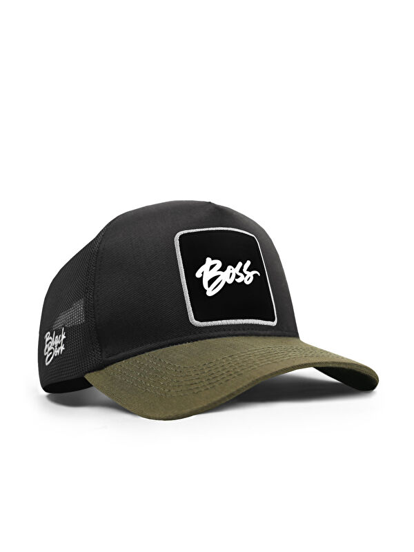 BlackBörk Boss Logolu Cordura Haki-Siyah Trucker Şapka