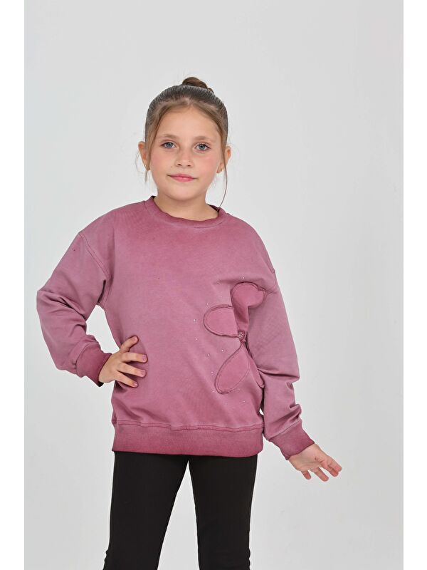 Toontoykids Kız Çocuk Çiçek Nakışlı Sweatshirt