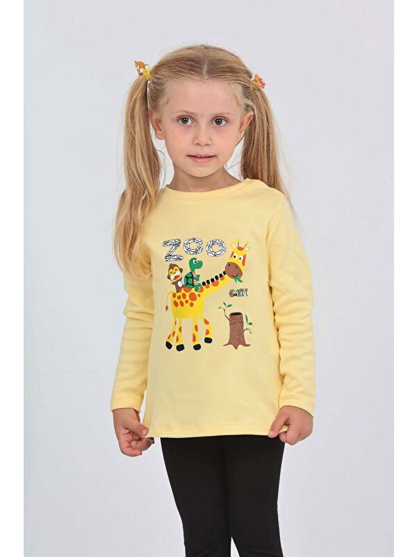 Toontoykids Kız Çocuk Zürafa Baskılı Sweatshirt