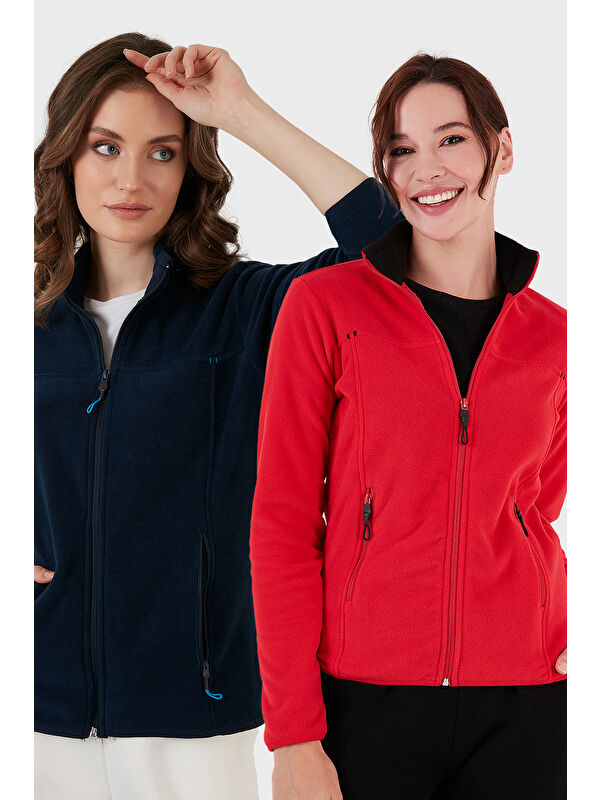 Lela Slim Fit Anti-Pilling Tüylenme Yapmayan Fermuarlı Cepli Hırka 2' li Paket Polar 5907002S2